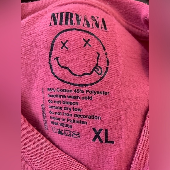 Urban Outfitters Nirvana Smiley Face Overdyed Sweatshirt Heliconia  XL oversized - Picture 12 of 15